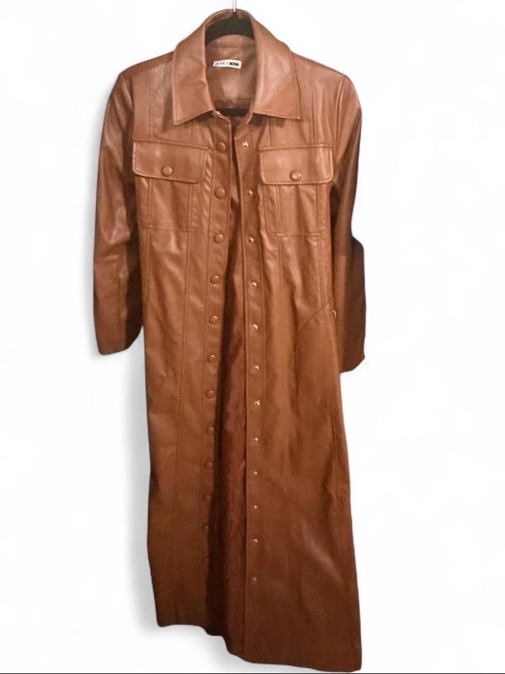 Brown Leather trench coat - Picture 5 of 6